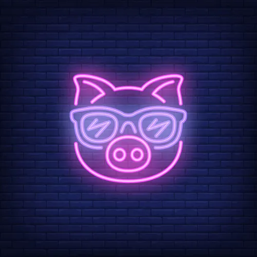 Cute Cartoon Pink Pig Sunglasses Neon Sign - Custom Banners Now