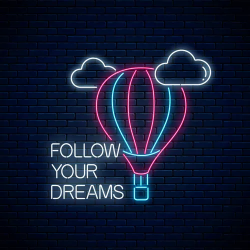 Follow Your Dreams With Hot Air Balloon Neon Sign - Custom Banners Now