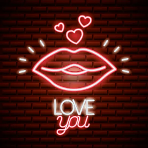 Lips with Love You Neon Sign