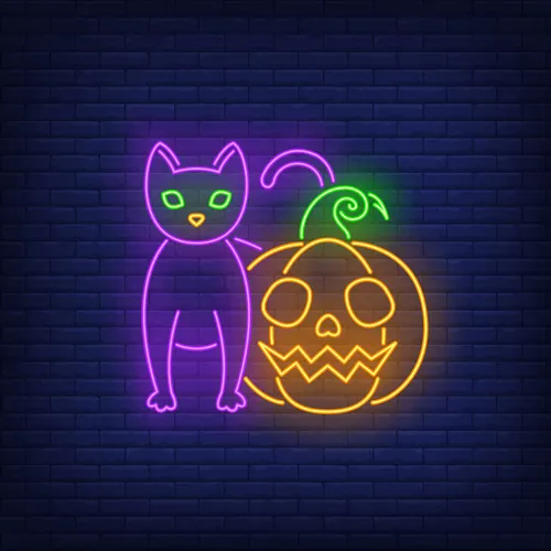Scary Pumpkin Cat Neon Sign - Custom Banners Now