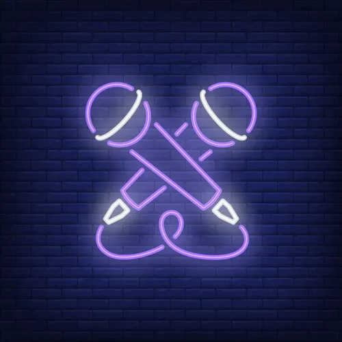 Crossed Microphone Neon Sign - Custom Banners Now