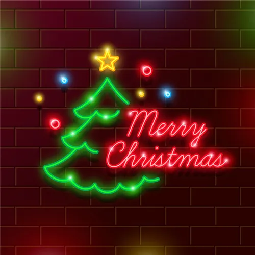 Tree Merry Christmas Neon Sign - Custom Banners Now