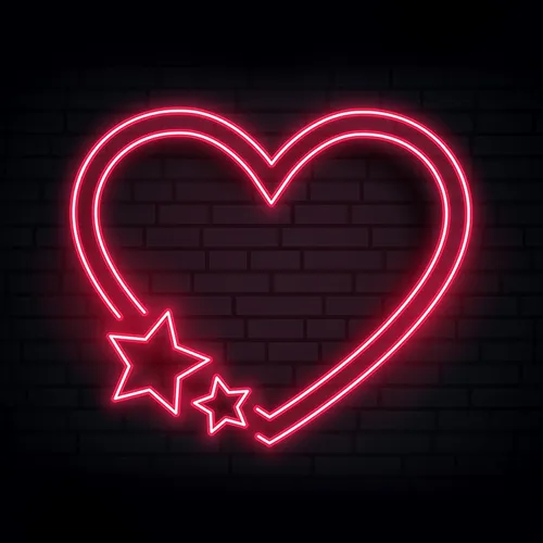 Red Love Heart Star Neon Sign - Custom Banners Now