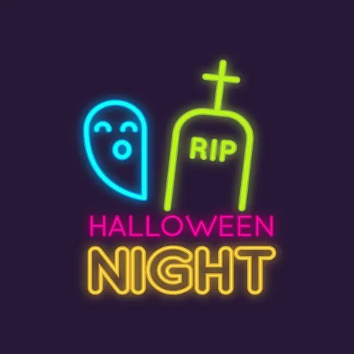 RIP Ghost Halloween Night Neon Sign - Custom Banners Now