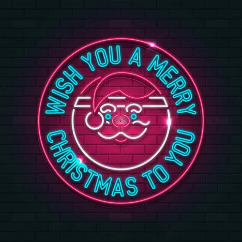 Circle Santa Christmas Neon Sign - Custom Banners Now