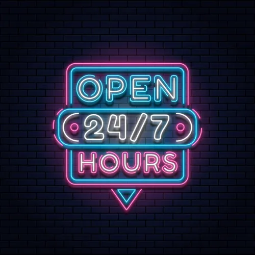 24/7 Open Hours Neon Sign - Custom Banners Now