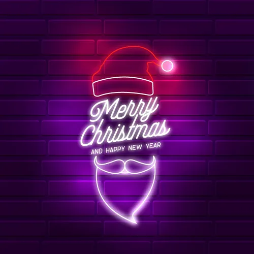 Santa Greeting Merry Christmas and New Year Neon Sign - Custom Banners Now