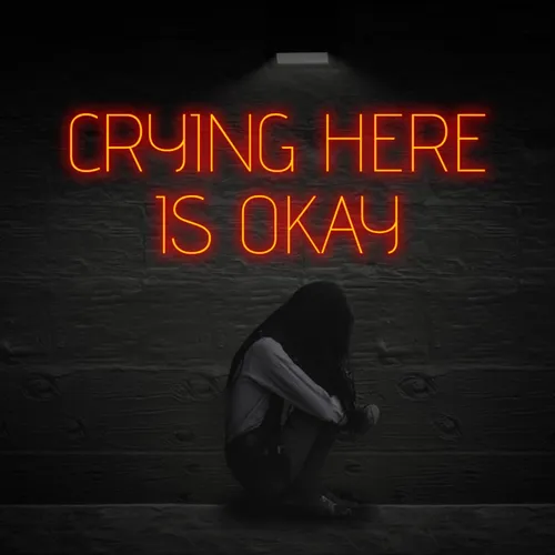 Crying Here Is Okay Neon Sign - Custom Banners Now