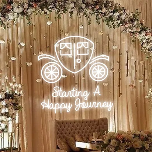 Starting A Happy Journey Neon Sign - Custom Banners Now