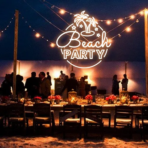Beach Party Neon Sign - Custom Banners Now