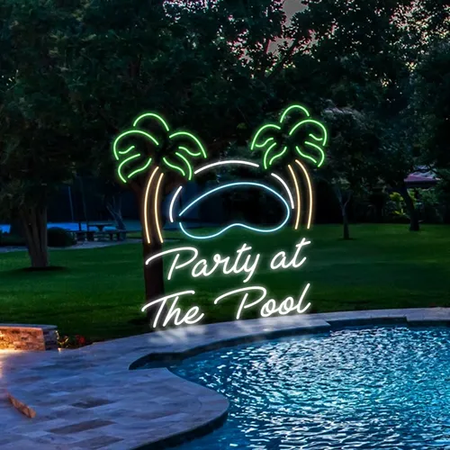Party At The Pool Neon Sign - Custom Banners Now