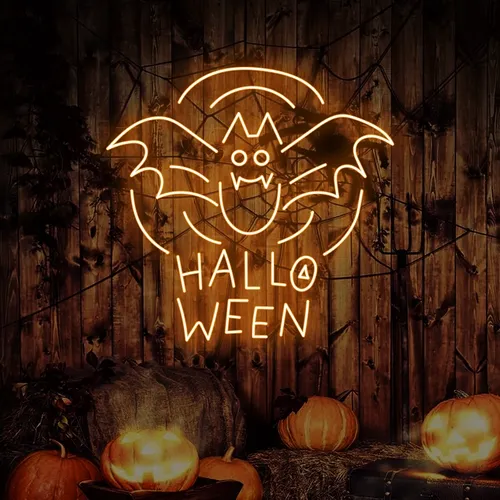 Halloween Bat Neon Sign - Custom Banners Now