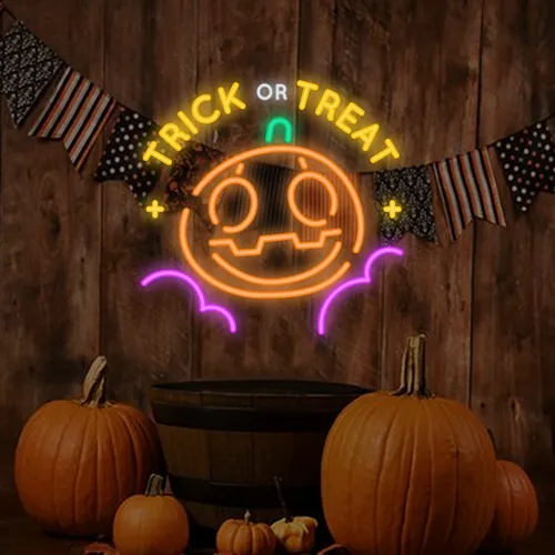 Trick or Treat Neon Sign - Custom Banners Now