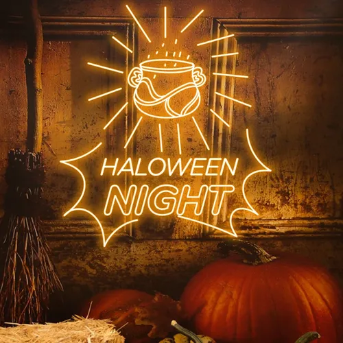 Halloween Night Neon Sign - Custom Banners Now