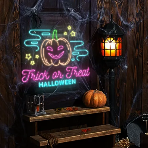 Trick or Treat Halloween Neon Sign - Custom Banners Now