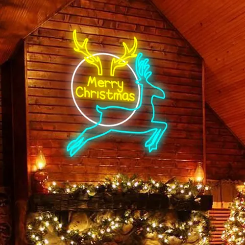 Merry Christmas Deer Neon Sign - Custom Banners Now