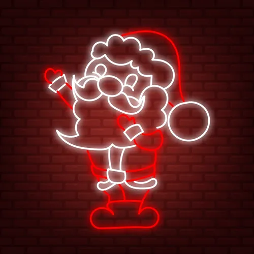 Red White Santa Neon Sign - Custom Banners Now