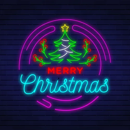 Merry Christmas Flower Tree Neon Sign - Custom Banners Now