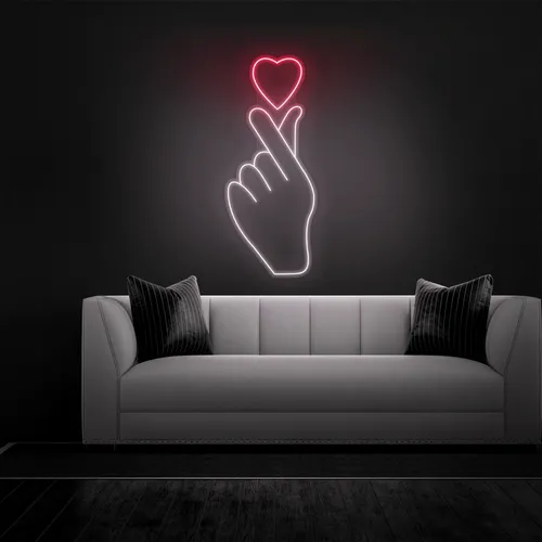 Finger Heart Neon Sign - Custom Banners Now