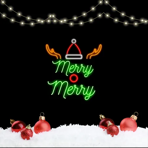 Merry Merry Deer Neon Sign - Custom Banners Now