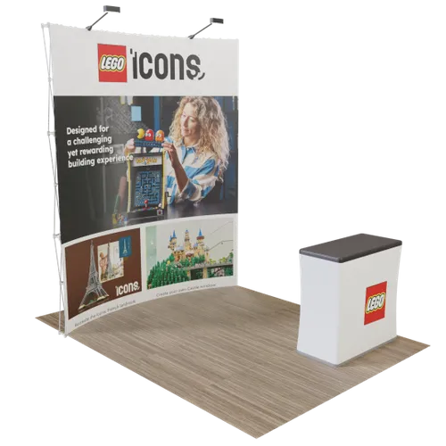 Custom Curved Pop Up Trade Show Display Stand 8' x 8' - Custom Banners Now