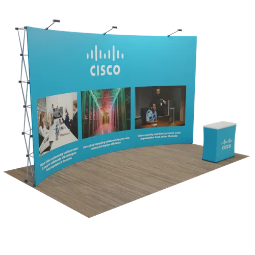 Custom Curved Pop Up Display Stand 20' x 10' (ft) - Custom Banners Now
