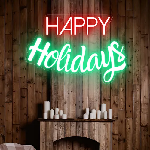 Happy Holidays Neon Sign - Custom Banners Now