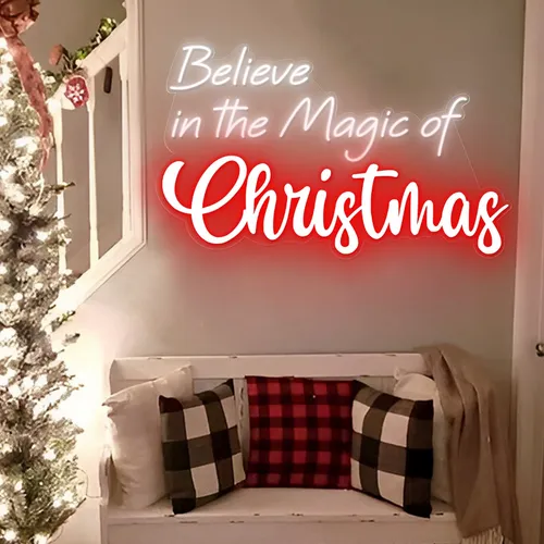 Believe in the Magic of Christmas Neon Sign - Custom Banners Now