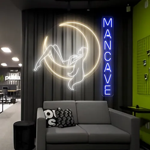 Moon Woman Mancave Neon Sign - Custom Banners Now