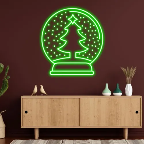Merry Christmas Snowglobe Neon Sign - Custom Banners Now