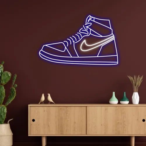Sneaker Blue White Neon Sign - Custom Banners Now