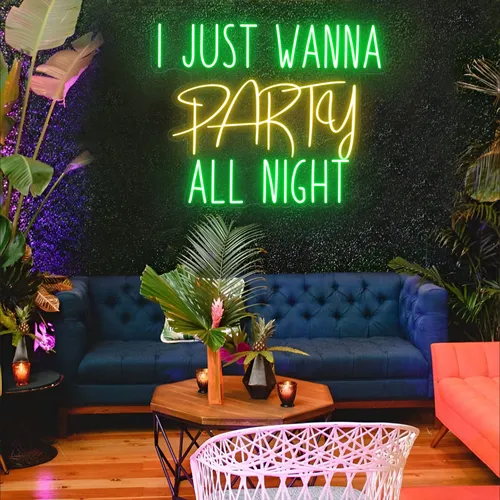 I Just Wanna Party All Night LED Neon Sign - Custom Banners Now