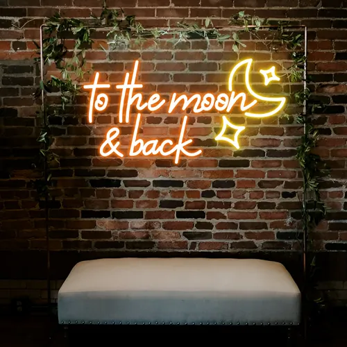 To the Moon and Back Neon Sign - Custom Banners Now