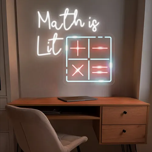 Math Is Lit Neon Sign - Custom Banners Now