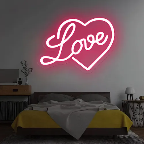 Heart Love Neon Sign - Custom Banners Now