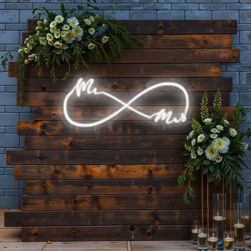 Mr and Mrs Infinity Wedding Neon Sign - Custom Banners Now