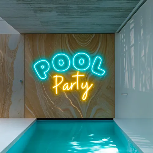 Pool Party Large Neon Sign - Custom Banners Now