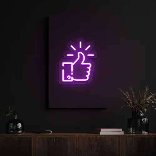 Purple Thumbs Up Neon Sign - Custom Banners Now