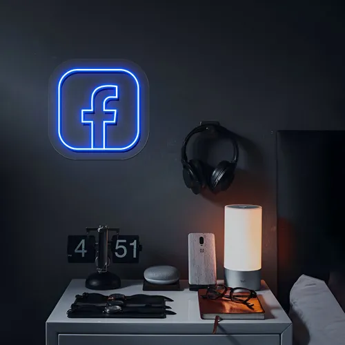 Facebook Logo Neon Sign - Custom Banners Now