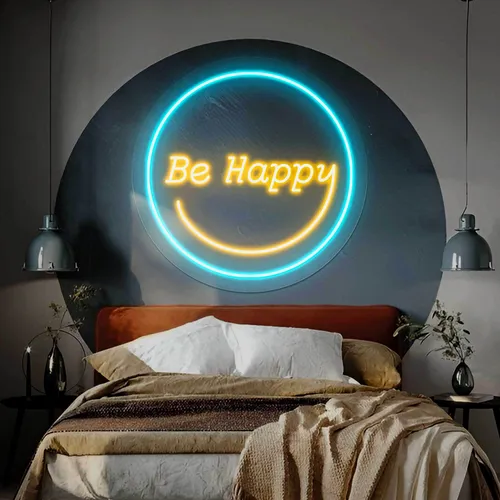 Be Happy Neon Sign - Custom Banners Now