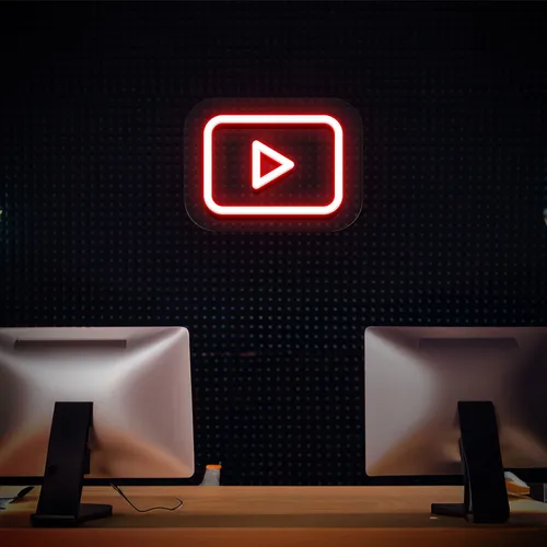 Youtube Play Button Neon Sign - Custom Banners Now