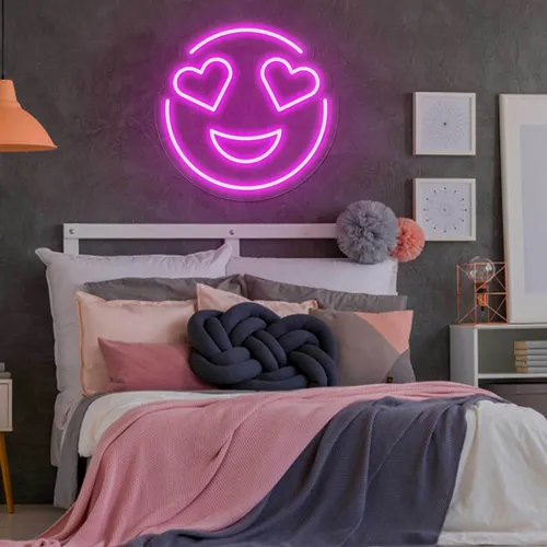 In Love Emoji Neon Sign - Custom Banners Now