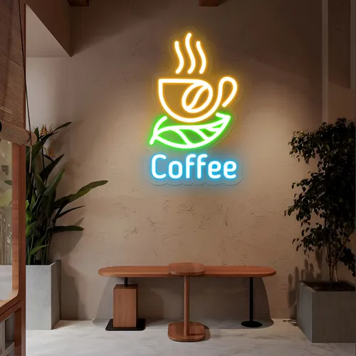 Café Glow Coffee Mug Neon Sign - Custom Banners Now