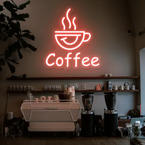Thrilled Coffee Neon Sign - Custom Banners Now
