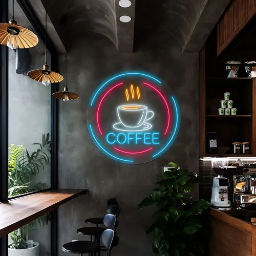 Steaming Cup Coffee Neon Sign - Custom Banners Now