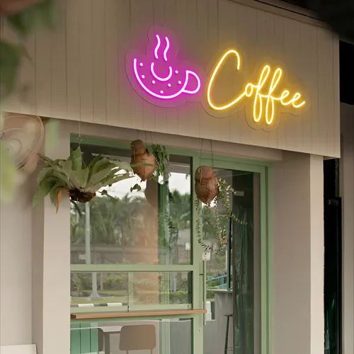 Donut Coffee Neon Sign - Custom Banners Now