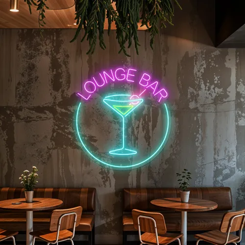 Martini Lounge Bar Neon Sign - Custom Banners Now