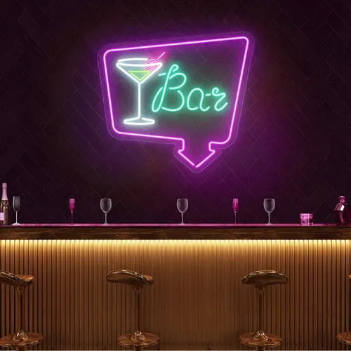 Chic Martini Bar Neon Sign - Custom Banners Now
