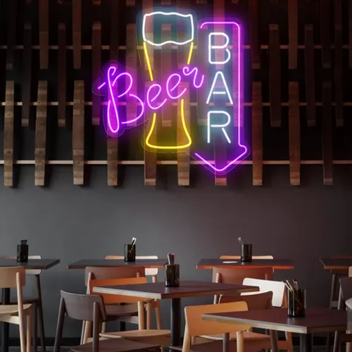 Lively Beer Glass Bar Neon Sign - Custom Banners Now
