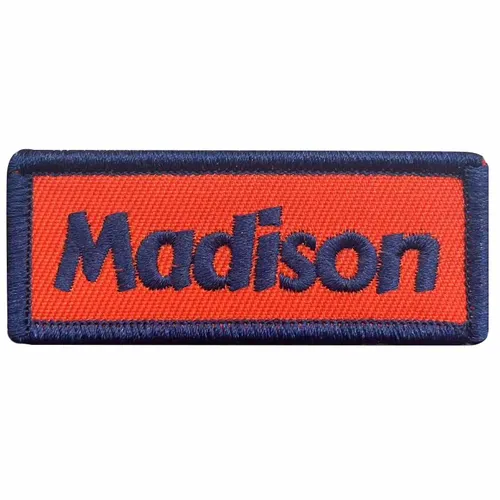 Navy and Orange Madison Name Patch - Custom Banners Now